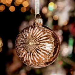 Boule De Noël|KAEMINGK Lot de 6 boules de Noël en verre (D80 mm) Médaillon étoilé Citrouille Orange Citrouille