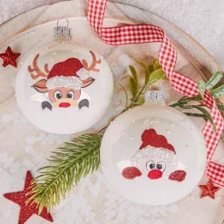 Boule De Noël|KAEMINGK Lot de 6 boules de Noël en verre (D80 mm) Filou Blanc