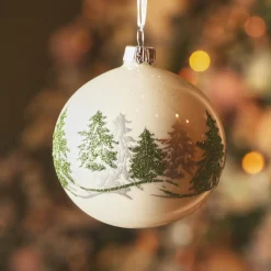 Boule De Noël|KAEMINGK Lot de 6 boules de Noël en verre (D80 mm) Forêt sapin Blanc