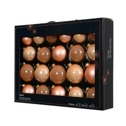 Boule De Noël|KAEMINGK Lot de 21 boules de Noël en verre (D60 à 75 mm) Assorties Cristal Pêche