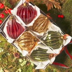 Boule De Noël|KAEMINGK Lot de 12 Boules de Noël en verre (D80 mm) Paillettes d'Or, vert et bordeaux Multicolore