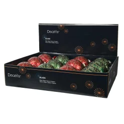 Boule De Noël|KAEMINGK Lot de 12 boules de Noël en verre (D80 mm) Gatsby Vert et rouge Vert sapin