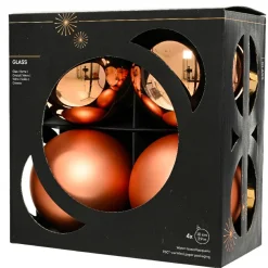 Boule De Noël|KAEMINGK Lot de 4 boules de Noël en verre (D100 mm) Boréal Cognac