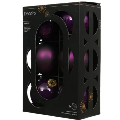Boule De Noël|KAEMINGK Lot de 6 boules de Noël en verre (D80 mm) Boréal Figue Violet