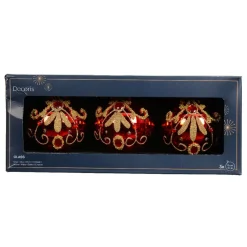 Boule De Noël|KAEMINGK Lot de 3 boules de Noël en verre (D80 mm) Palazzo Rouge
