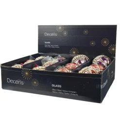 Boule De Noël|KAEMINGK Lot de 12 boules de Noël en verre (D100mm) Diamant Rocaille Rouge et Violet