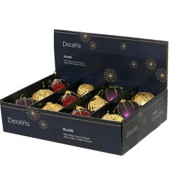 Boule De Noël|KAEMINGK Lot de 12 boules de Noël en verre (D80 mm) Shine Glam et figue Or