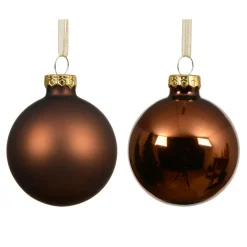 Boule De Noël|KAEMINGK Lot de 4 Boules de Noël en verre (D100 mm) Boréal Brun café