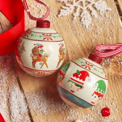 Boule De Noël|KAEMINGK Lot de 12 boules de Noël en verre (D80 mm) Elfes et rennes Multicolore