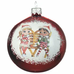 Boule De Noël|KAEMINGK Lot de 6 boules de Noël en verre (D80 mm) Chérubins Rouge