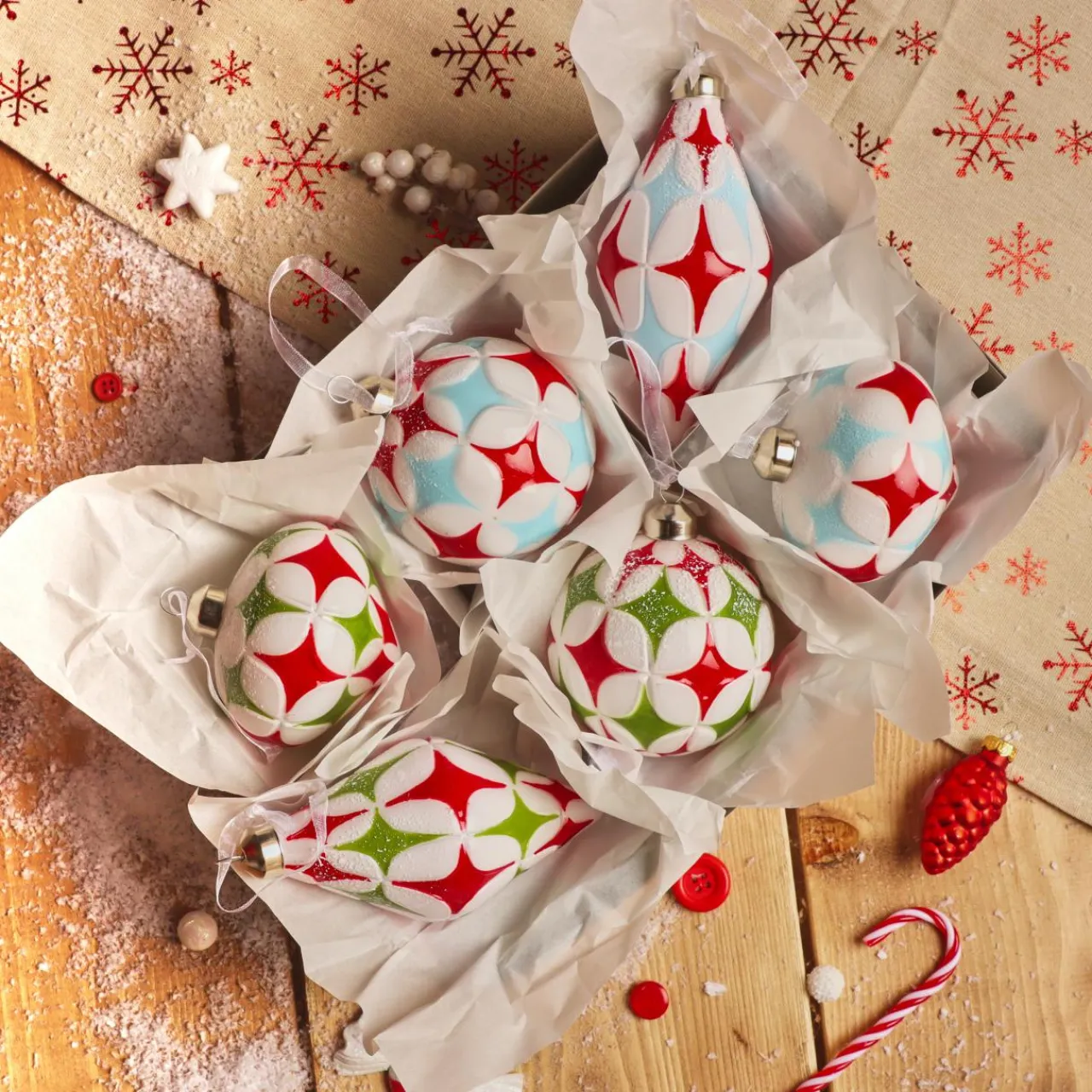 Boule De Noël|KAEMINGK Lot de 12 boules de Noël en verre (D80 mm) Winter time Multicolore