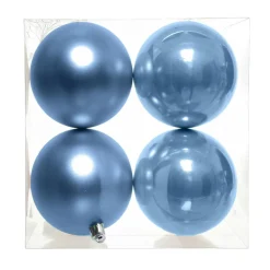 Boule De Noël|KAEMINGK Lot de 4 boules de Noël unies (D100 mm) Aravis Bleu Ciel