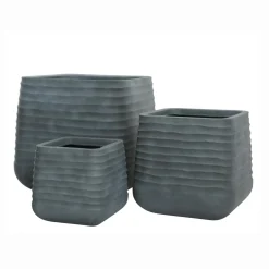 Déco Extérieur Et Cache-Pot|Déco Extérieur Et Cache-Pot|EMINZA Lot de 3 cache-pots d'extérieur carrés (H49-37-27 cm) Jamie Gris effet béton Gris ficelle