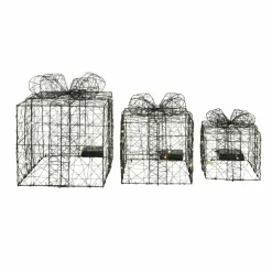 Déco Et Objet De Noël|Déco Et Objet Lumineux|KAEMINGK Lot de 3 cadeaux lumineux à piles 90 LED (H28 cm) Féerie Blanc chaud