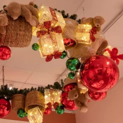 Déco Et Objet De Noël|Déco Et Objet Lumineux|EMINZA Lot de 3 cadeaux lumineux 65 LED (H25 cm) Santa blanc et Blanc chaud