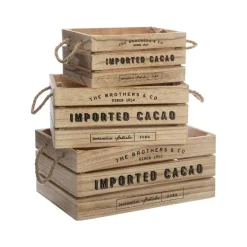 Objet Déco|ATMOSPHERA Lot de 3 caisses cagettes (H15 cm) Colonial Naturel