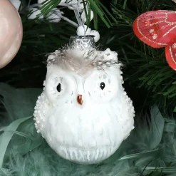 Décoration De Sapin|KAEMINGK Lot de 2 chouettes à suspendre (H10 cm) Athéna Perle Blanc