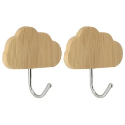Rangement Salle De Bain|TENDANCE Lot de 2 crochets adhésifs 3M bambou (H6 cm) Nuage Naturel
