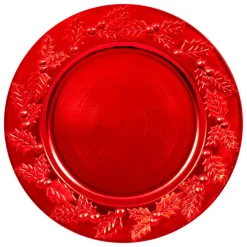 Vaisselle De Noël|JJA Lot de 12 dessous d'assiette Houx de Noël Rouge