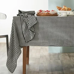 Accessoire Cuisine|EMINZA Lot de 2 essuie-main gaze de coton (50 x 70 cm) Gaïa vichy e Noir