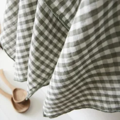 Accessoire Cuisine|EMINZA Lot de 2 essuie-main gaze de coton (50 x 70 cm) Gaïa vichy Vert romarin