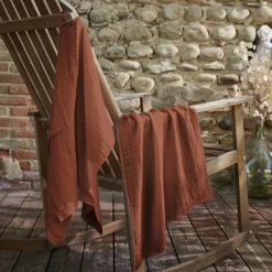 Accessoire Cuisine|EMINZA Lot de 2 essuie-mains gaze de coton (70 cm) Gaïa Terracotta
