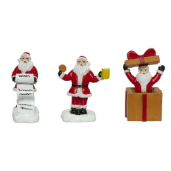 Personnage Et Accessoire Pour Village|FEERIC LIGHTS Lot de 3 figurines pour village (H7 cm) Père Noël en folie