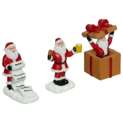 Personnage Et Accessoire Pour Village|FEERIC LIGHTS Lot de 3 figurines pour village (H7 cm) Père Noël en folie