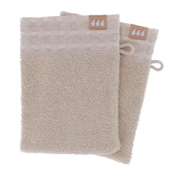 Linge De Bain|Gant De Toilette|TENDANCE Lot de 2 gants de toilette coton (15 x 21 cm) Season Color Beige