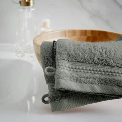 Linge De Bain|Gant De Toilette|EMINZA Lot de 2 gants de toilette coton bio (15 x 21 cm) Méline Vert romarin