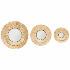 Miroir|ATMOSPHERA Lot de 3 miroirs (D20-30-40 cm) Alba Naturel