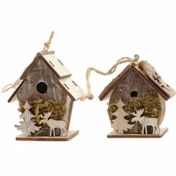 Décoration De Sapin|KAEMINGK Lot de 2 nichoirs (H7,5 cm) Ecorce à suspendre Marron