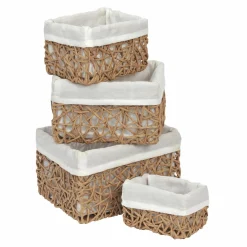 Accessoire Salle De Bain|TENDANCE Lot de 4 paniers (H14 cm) Coly Naturel