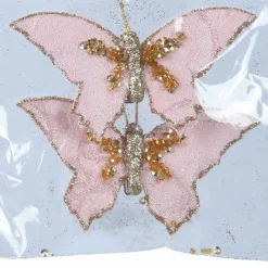 Décoration De Sapin|KAEMINGK Lot de 2 papillons (H6 cm) Leïla Rose