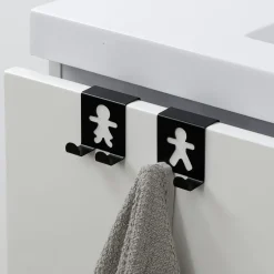 Rangement Salle De Bain|TENDANCE Lot de 2 patères à suspendre métal (H5 cm) Bonhommes Noir