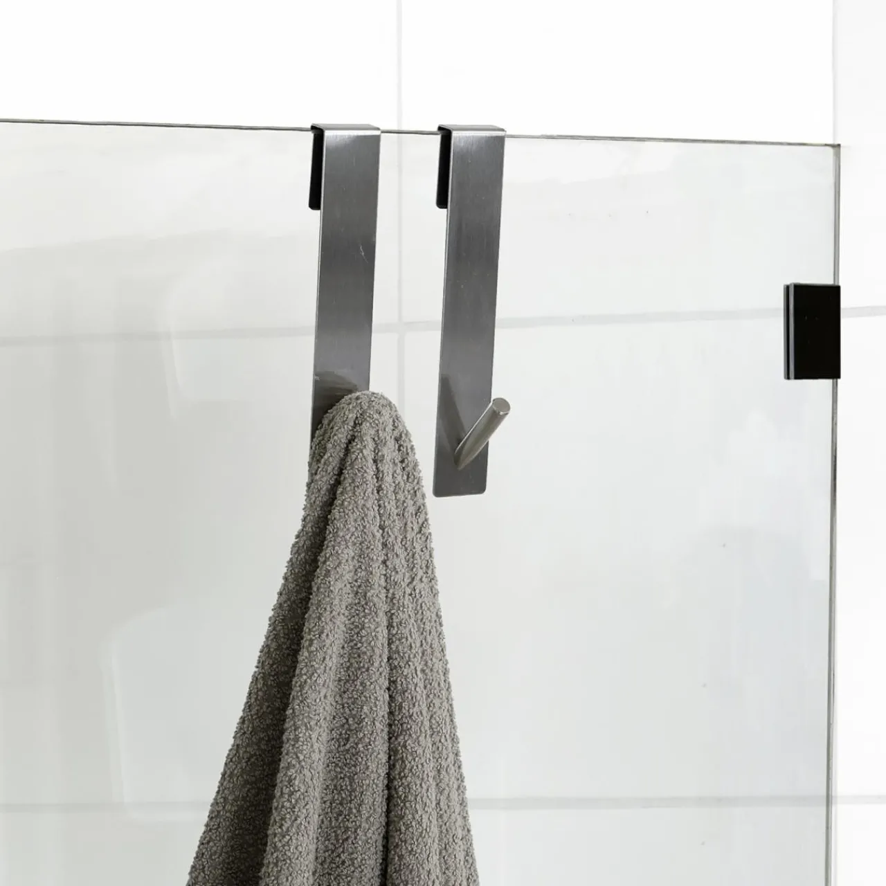 Rangement Salle De Bain|TENDANCE Lot de 2 patères à suspendre spécial paroi de douche (H18 cm) Chrome Argent
