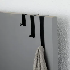 Rangement Salle De Bain|TENDANCE Lot de 3 patères de porte acier inoxydable (H7-13-19 cm) Noir