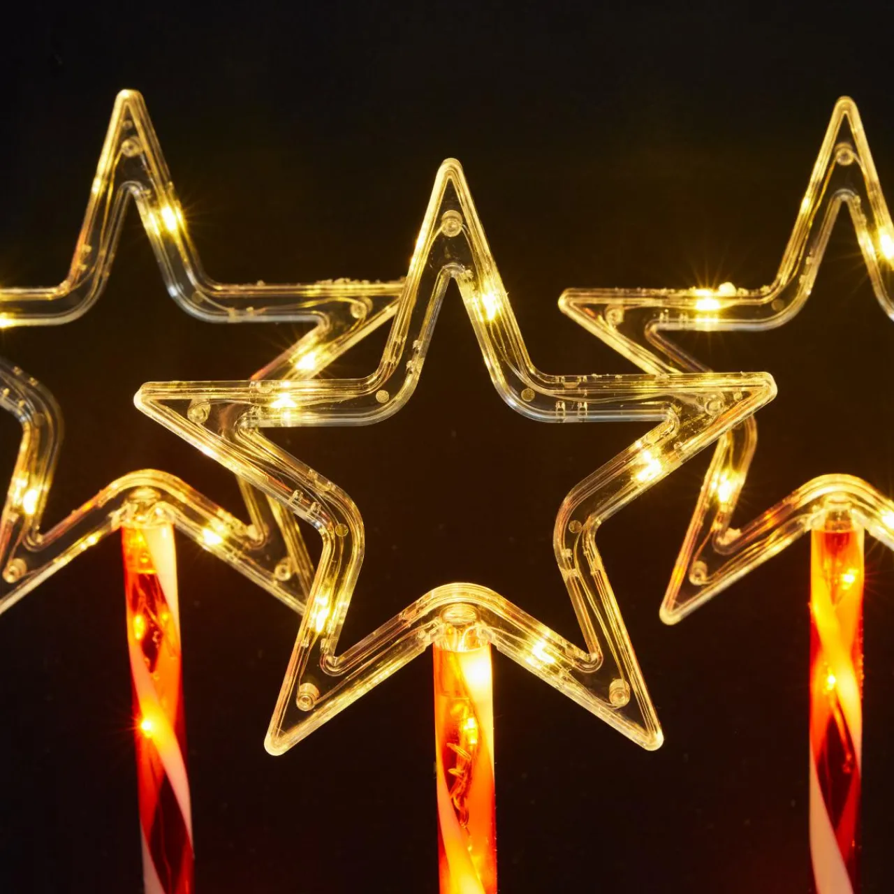 Déco Et Objet Lumineux|KOOPMAN Lot de 5 piquets lumineux à piles 45 LED (H44 cm) Étoiles Candy Multicolore