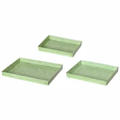 Déco Extérieur Et Cache-Pot|Déco Extérieur Et Cache-Pot|#N/A Lot de 3 plateaux décoratifs (34 x 24 cm) Fleurs d'Ésmée pomme Vert