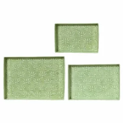 Déco Extérieur Et Cache-Pot|Déco Extérieur Et Cache-Pot|#N/A Lot de 3 plateaux décoratifs (34 x 24 cm) Fleurs d'Ésmée pomme Vert
