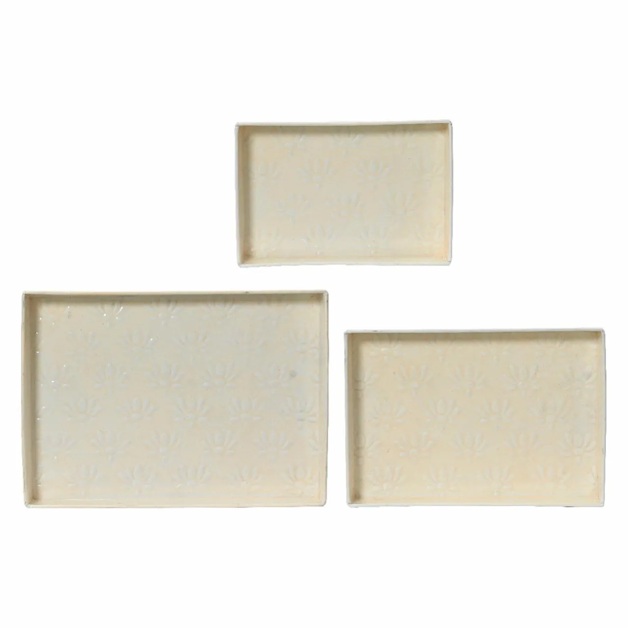 Déco Extérieur Et Cache-Pot|Déco Extérieur Et Cache-Pot|#N/A Lot de 3 plateaux décoratifs (34 x 24 cm) Fleurs d'Ésmée Crème Beige