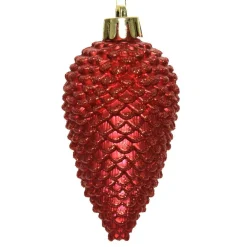 Décoration De Sapin|KAEMINGK Lot de 6 pommes de pin à suspendre (H8 cm) Alpine Rouge