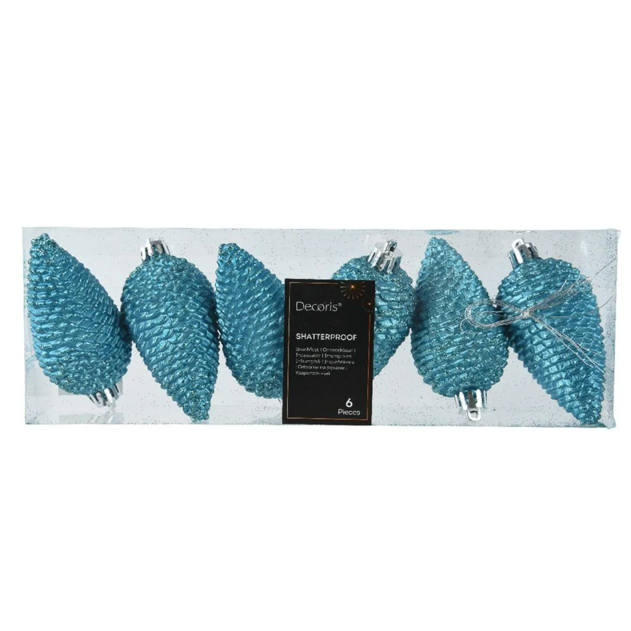 Décoration De Sapin|KAEMINGK Lot de 6 pommes de pin à suspendre (H8 cm) Alpine Bleu pétillant