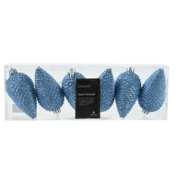 Décoration De Sapin|KAEMINGK Lot de 6 pommes de pin à suspendre (H8 cm) Alpine Bleu Ciel