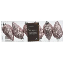 Décoration De Sapin|KAEMINGK Lot de 6 pommes de pin à suspendre (H8 cm) Alpine Rose poudré