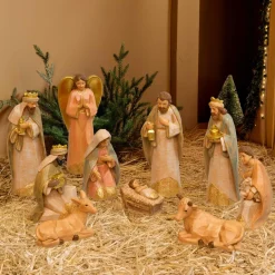 Personnages De Crèche|JJA Lot de 10 santons (Hauteur 15 cm) De Tilana Or