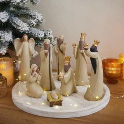 Personnages De Crèche|KAEMINGK Lot de 8 santons (Hauteur 20 cm) de Juliette Beige