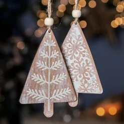 Décoration De Sapin|KAEMINGK Lot de 2 sapins à suspendre (H11 cm) Moïna Rose