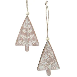 Décoration De Sapin|KAEMINGK Lot de 2 sapins à suspendre (H11 cm) Moïna Rose