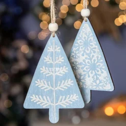 Décoration De Sapin|KAEMINGK Lot de 2 sapins à suspendre (H11 cm) Moïna Bleu